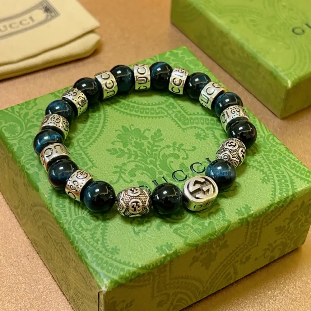Gucci Bracelet for both men and women. The latest blue tiger eye stone bracelet is of a