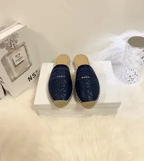 Dior flower embroidery fishing slippers