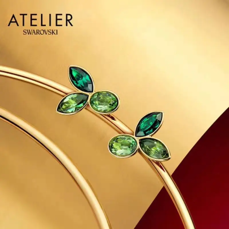 Swarovski Emerald Sprout Series Emerald Crystal Earrings