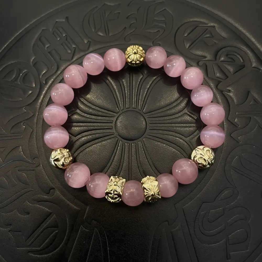Chrome Hearts classic retro multi-element pink cat’s eye bracelet