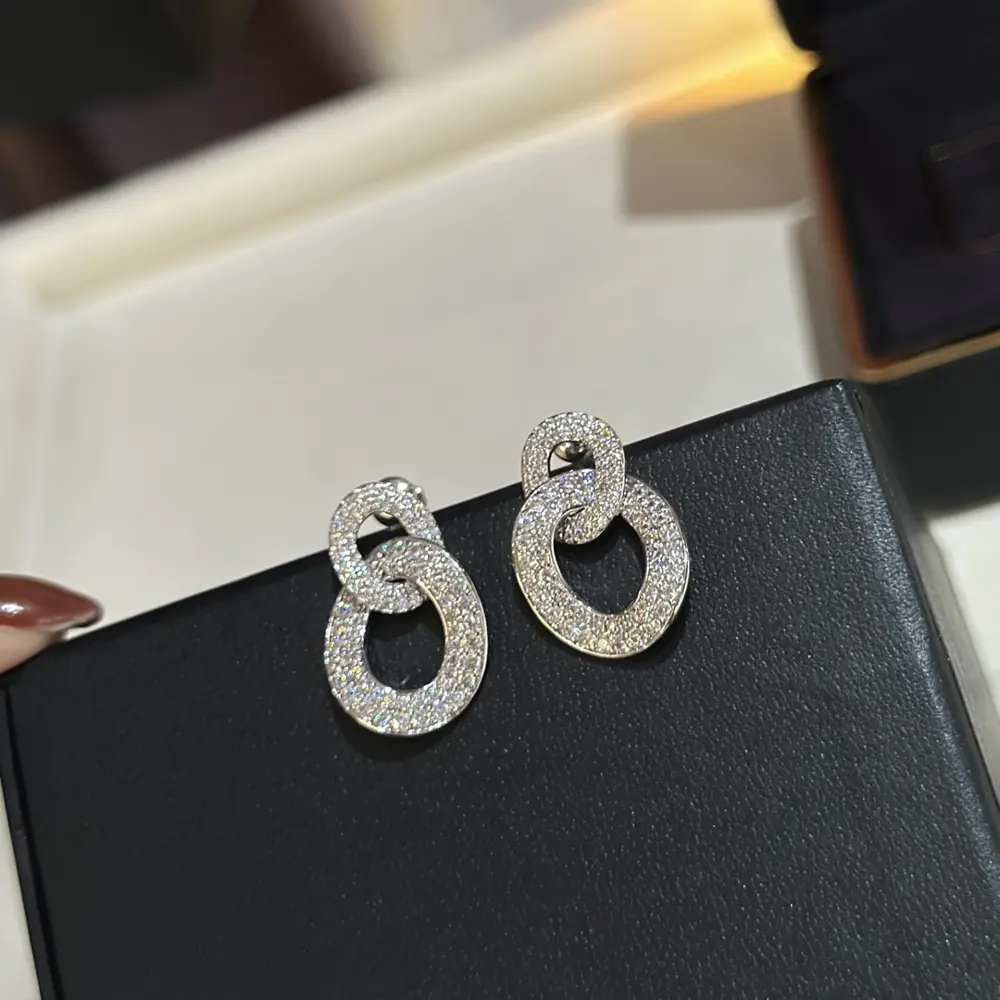 Van Cleef & Arpels Double Oval Full Diamond Earrings