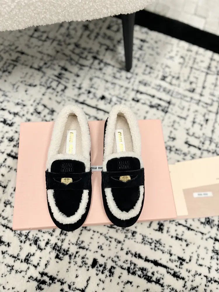 Miu Miu Miu Gold Coin Fur Loafers