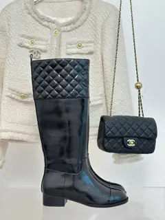 Chanel Paris catwalk diamond block heel boots series