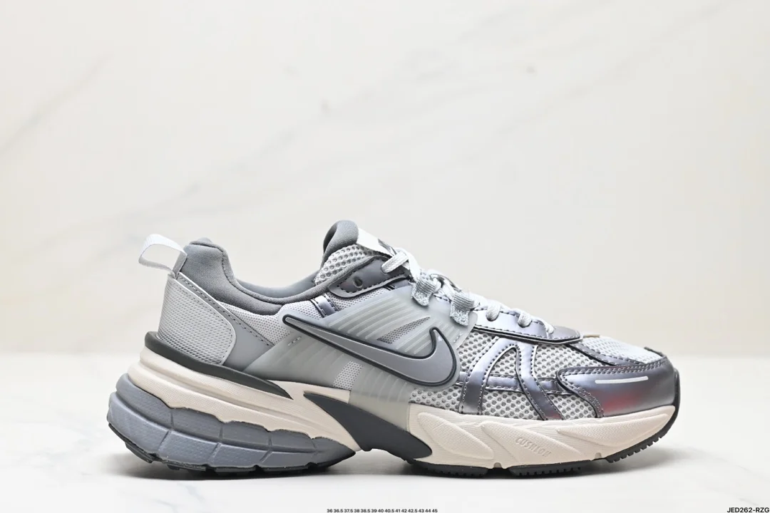 Nike V2K RUN running shoes retro style mesh breathable sports shoes gray and silver tight FD0736-101