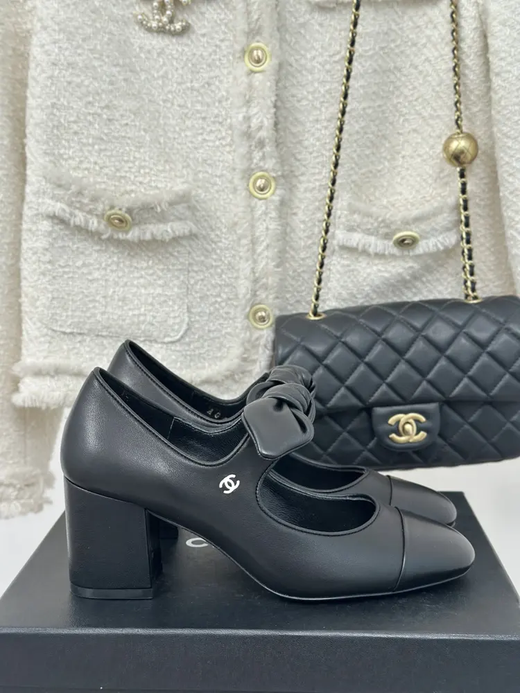 Chanel Double C Colorblock Bowknot Mary Jane Shoes