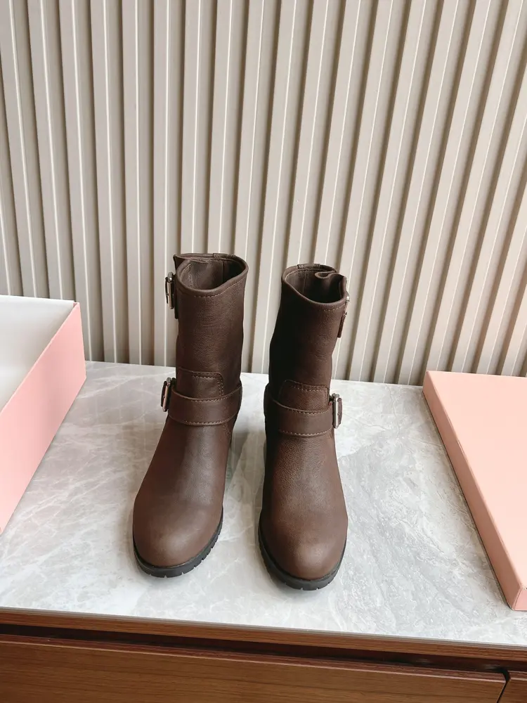 Miumiu 2024 Fall/Winter new retro motorcycle boots