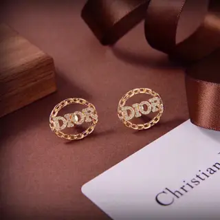 DIOR letter earrings The same brass material as the counter