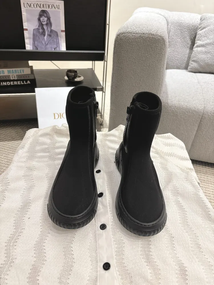 DIOR Autumn and Winter Stretch Fabric Boots