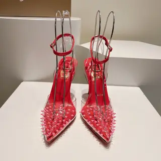 Christian Louboutin pointed high heel transparent rivet sandals