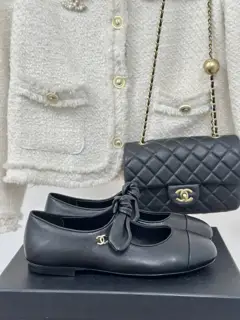 Chanel Double C Colorblock Bowknot Mary Jane Shoes