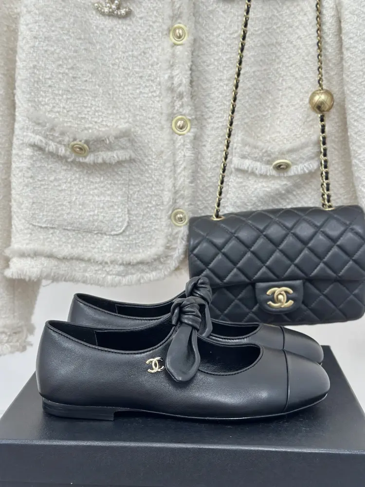 Chanel Double C Colorblock Bowknot Mary Jane Shoes