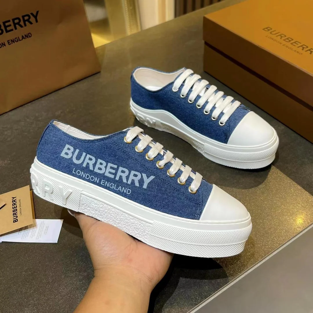 BURBERRY Retro plaid cotton sneakers