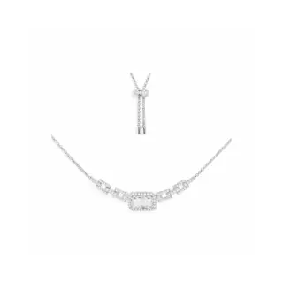 Apm monaco pavé lake blue rectangular chain adjustable necklace personalized birthday gift