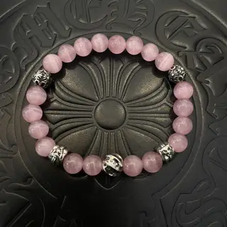 Chrome Hearts classic retro multi-element pink cat’s eye bracelet