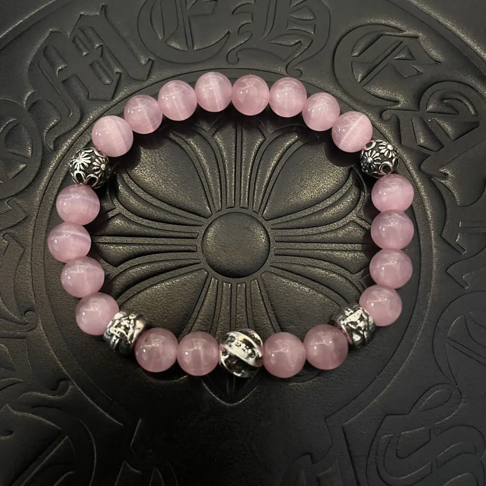 Chrome Hearts classic retro multi-element pink cat’s eye bracelet