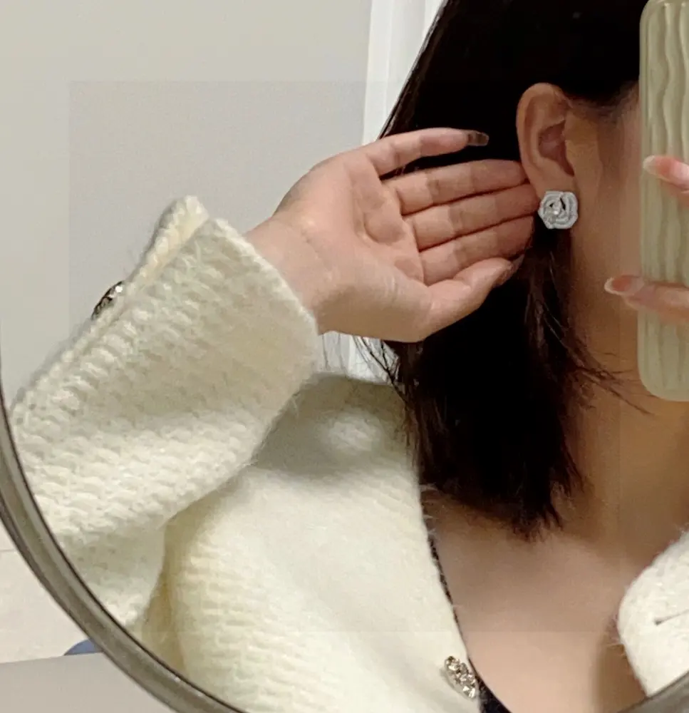 Chanel Camellia with diamonds Diamond stud earrings