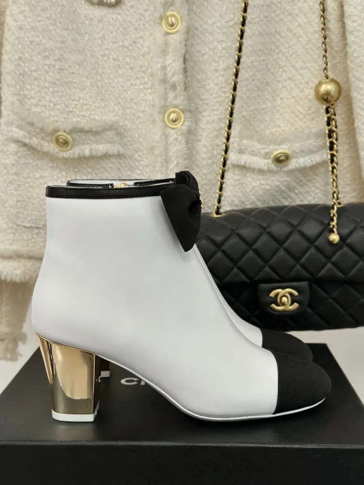 Chanel Bowknot Chunky Heel Ankle Boots Series