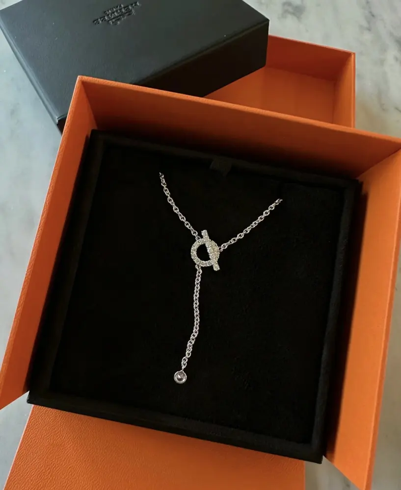 Hermes OT buckle full diamond necklace