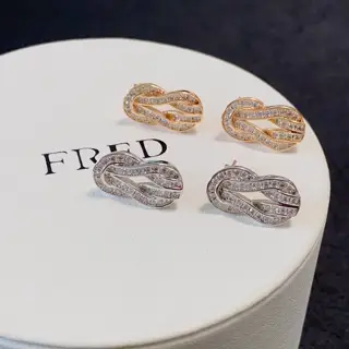 FRED full diamond small horseshoe 8-shaped buckle unisex high-quality small earrings