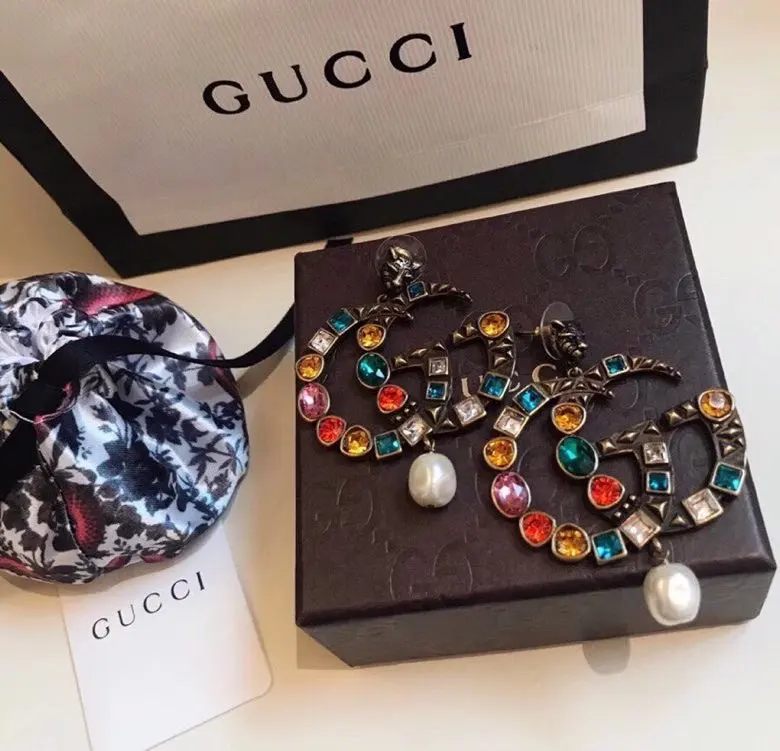 Gucci Fashion Colored Diamond Swarovski Crystal Earrings