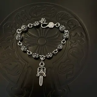 Chrome Hearts Classic Vintage Cross Flower Ball Sword Bracelet