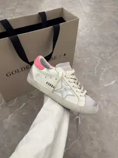 Golden Goose pink tail silver star couple model. Original high version Shoes