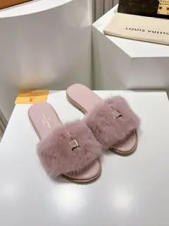 Louis Vuitton full leather flat open toe sandals