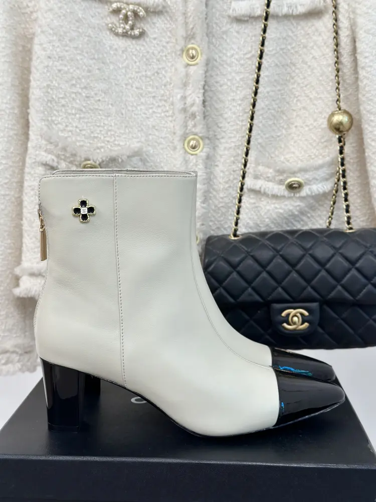 Chanel Double C colorblocked short boots