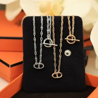 Hermes OT clasp full diamond necklace