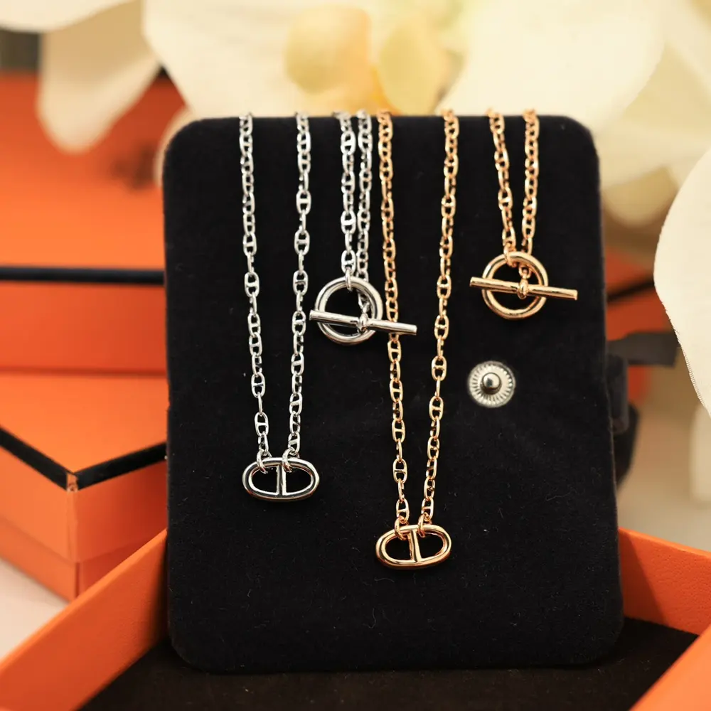 Hermes OT clasp full diamond necklace