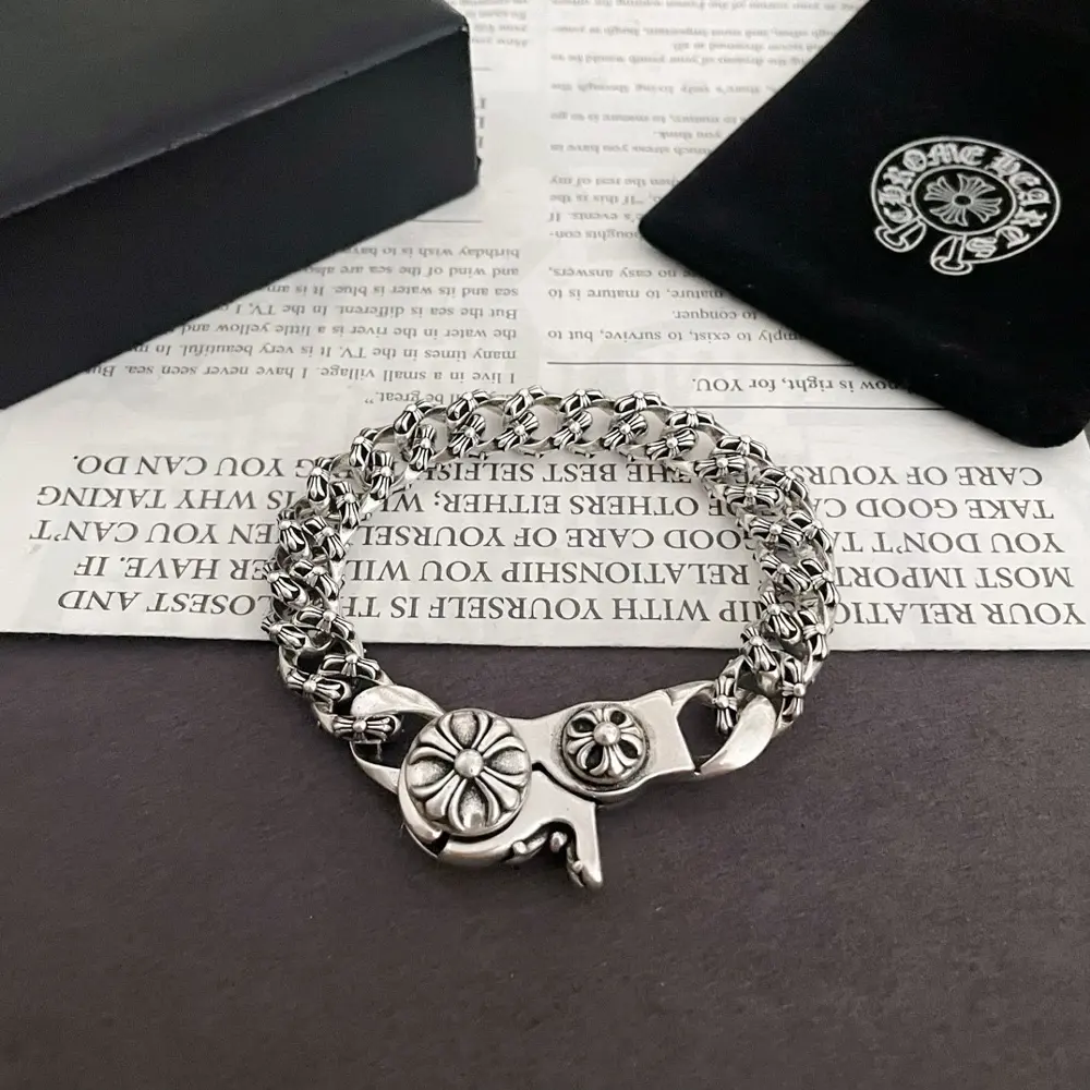 Chrome Hearts classic vintage full flower lobster clasp bracelet