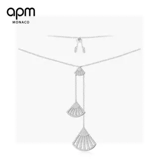 Apm monaco sterling silver inlaid with crystal diamond fan-shaped necklace