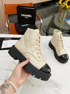 Chanel boots with diamond pattern