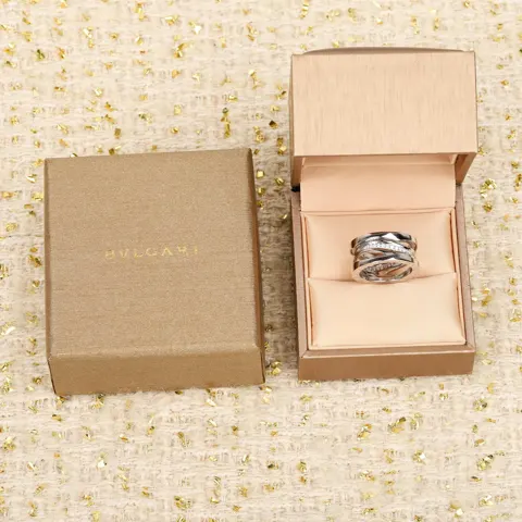 Bvlgari Wide hollow ring with diamonds