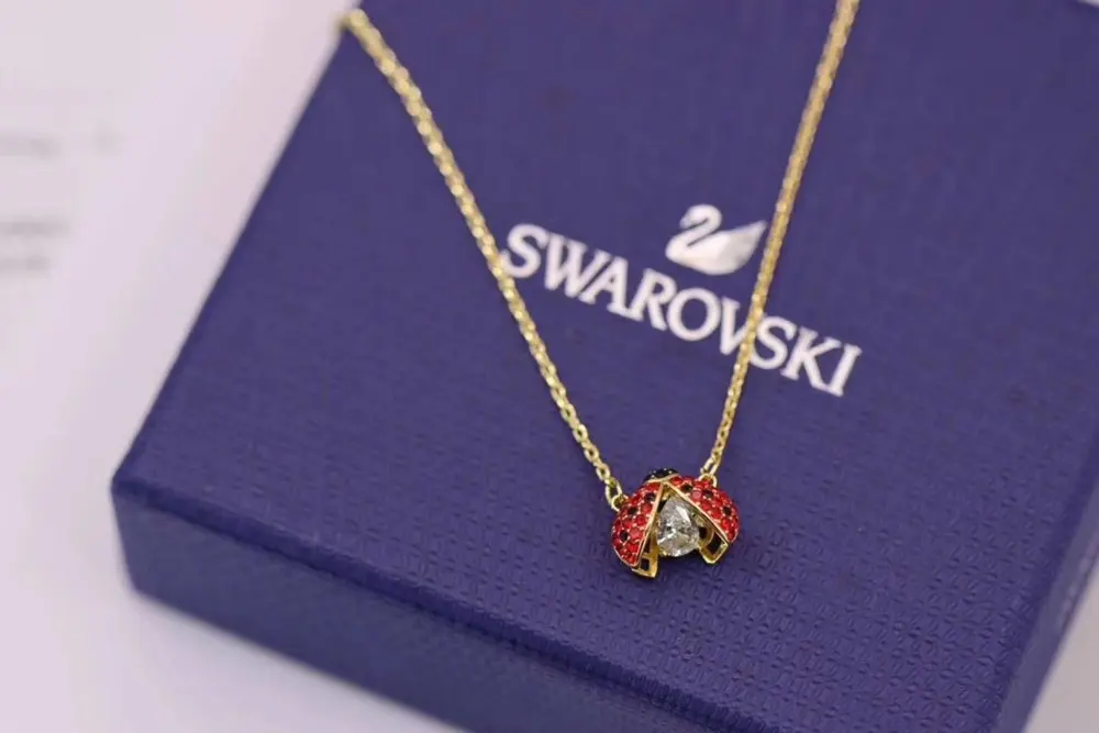 Swarovski Seven-spotted Ladybug Beating Heart Clavicle Necklace