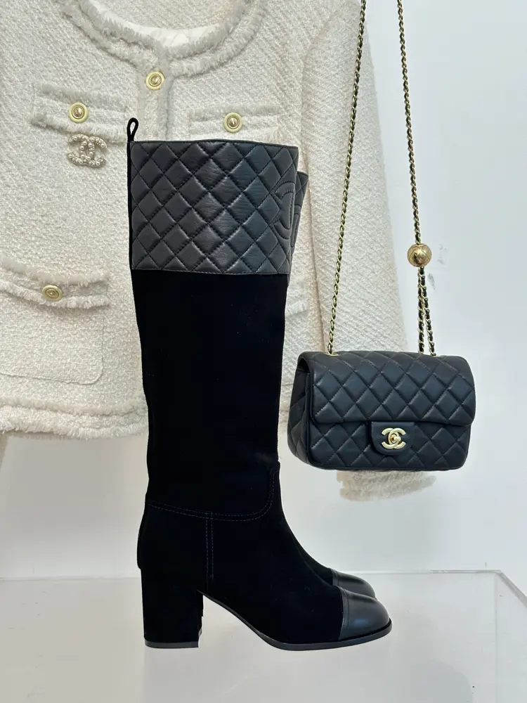 Chanel Paris catwalk diamond block heel boots series