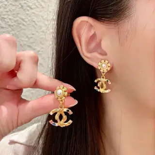 Chanel vintage letter earrings