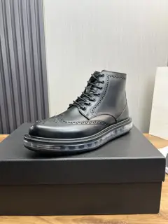 Prada pure original shiny leather air cushion short boots