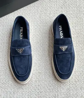 Prada men’s summer triangle logo slip-on loafers