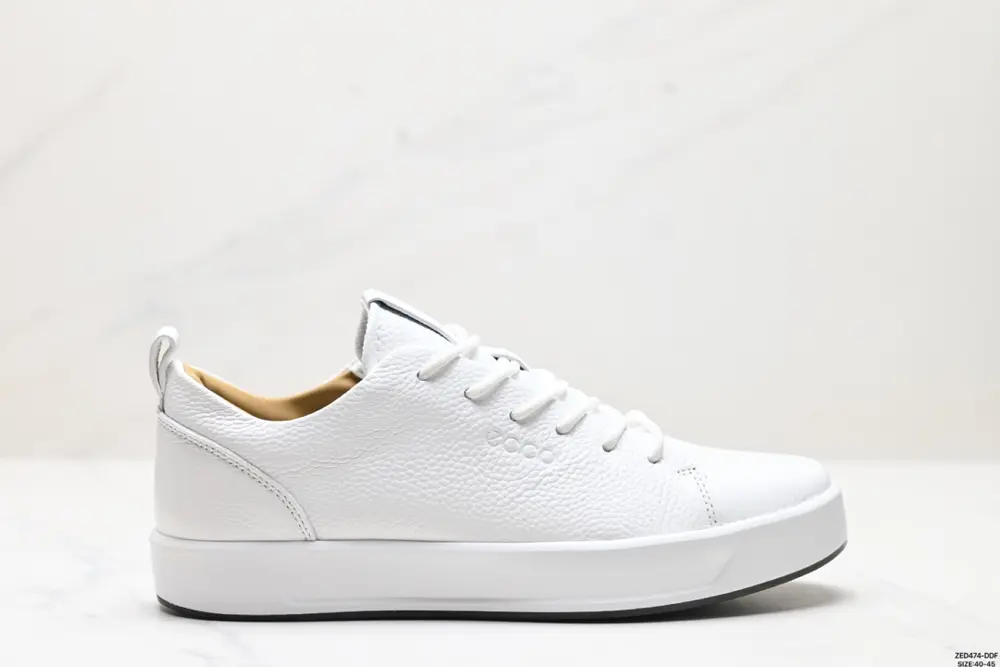 ecco leather round toe flat low-top sneakers 837514
