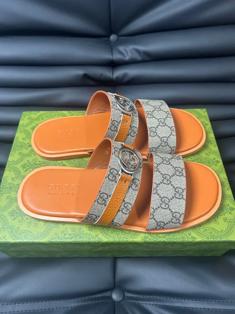 Gucci Double G Presbyopic Flip Flops Cross Sandals Thick Sole Slippers Beach Shoes