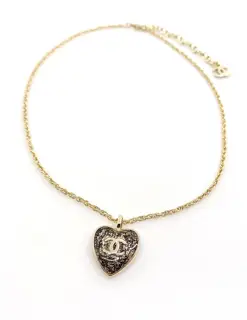 Chanel light gold heart necklace