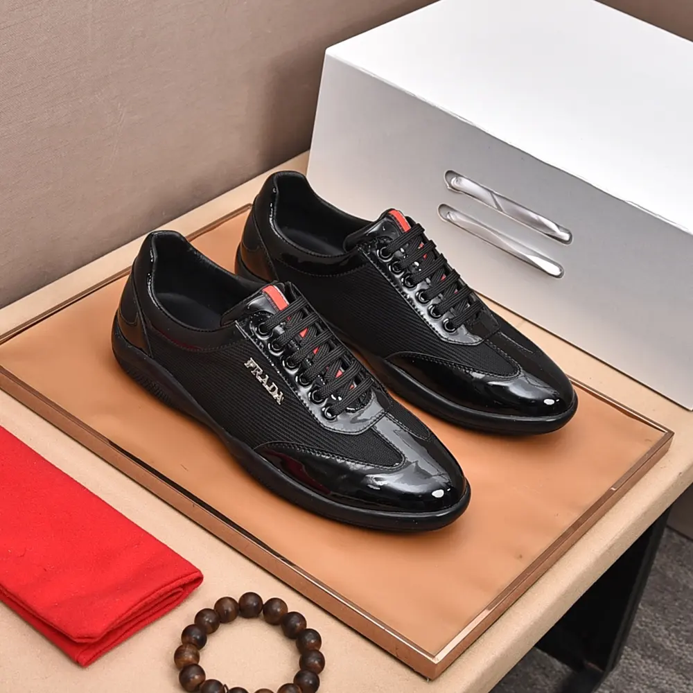 Prada casual sports shoes upper Italian imported calfskin breathable leather lining @