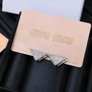 miumiu retro French triangle enamel double-sided letter earrings
