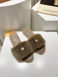 Louis Vuitton full leather flat open toe sandals