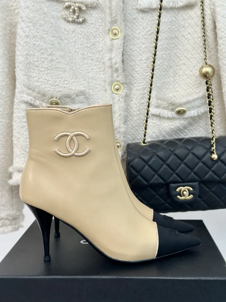 Chanel pointed high-heeled ankle boots