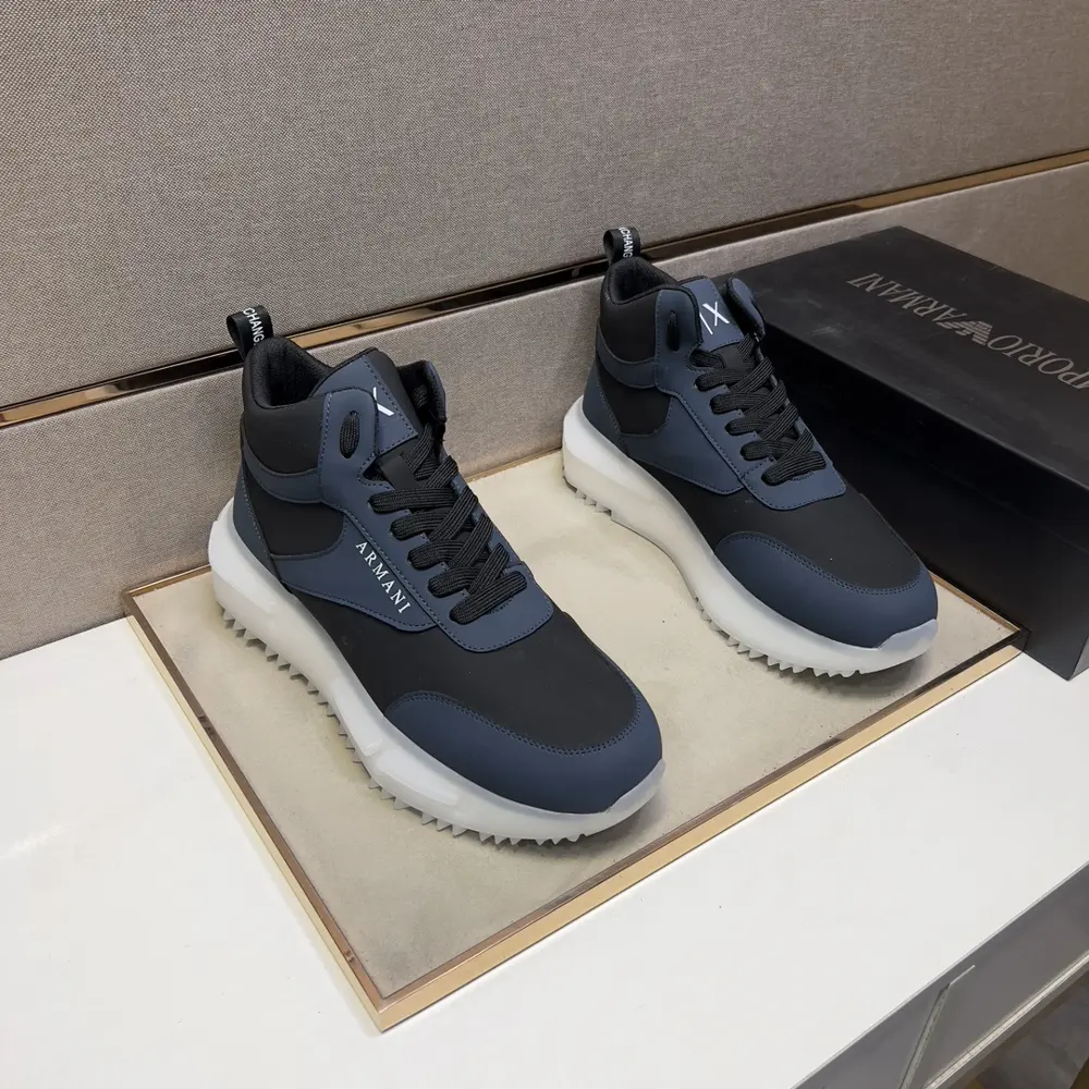 Armani casual high-top shoes 2024z counter simultaneous sale Size: 38-44# 2 colors The upper