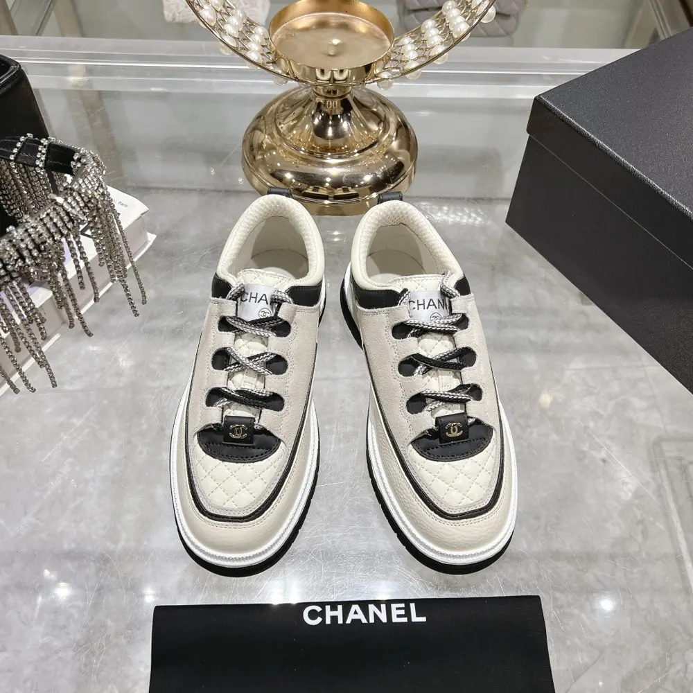 Chanel Double C Square Round Toe Lace-up Casual Shoes Trendy Shoes This style is definitely