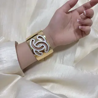 Chanel logo black and white open bracelet jewelry