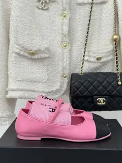 Chanel Double C Colorblock Sock Ballet Mary Jane Shoes